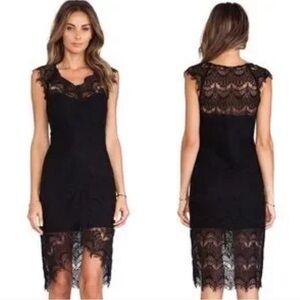 FREE PEOPLE Peek a Boo Black Lace Slip Dress M NWT